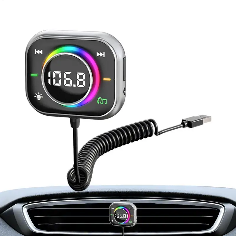 Фото Bluetooth5.3 Беспроводной приемник Автомобильный MP3-плеер FM-приемник Дисплей высокой четкости Радио Беспроводной передатчик USB-адаптер №1