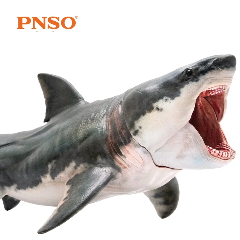 

PNSO Megalodon Shark Sea Life Classic Toys For Children Boys Ancient Animal Figure Model Movable Jaw