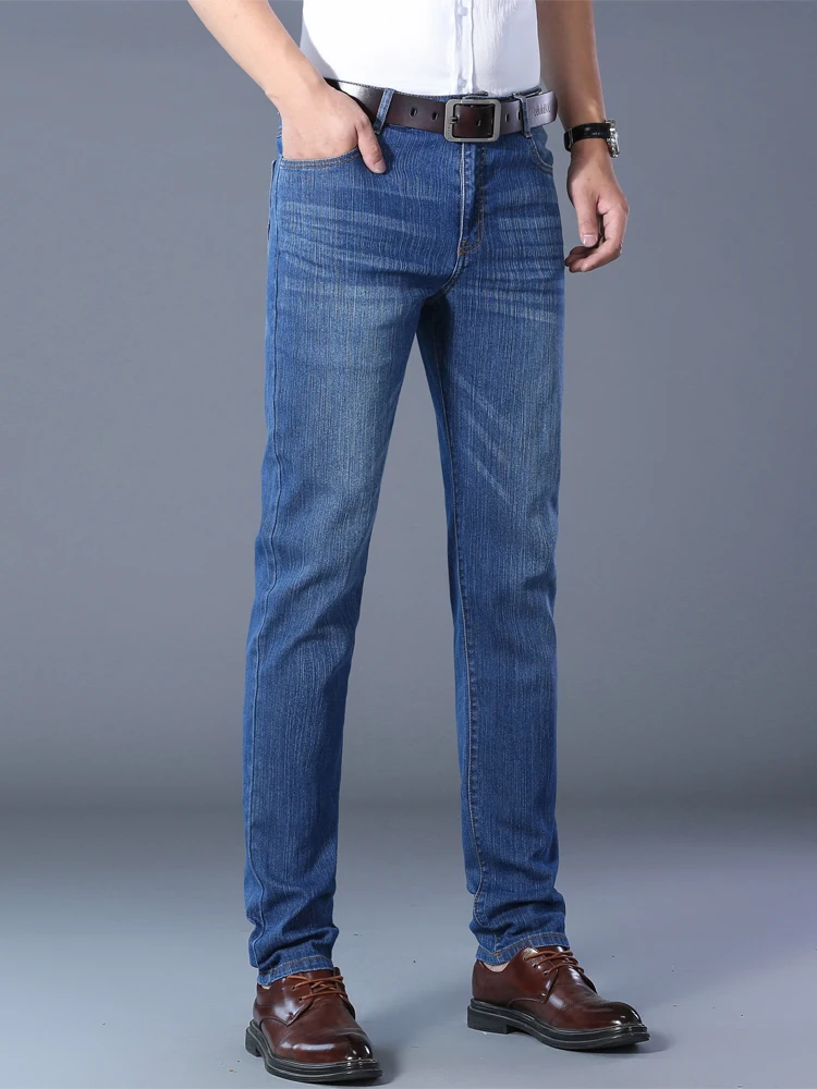 Thoshine Brand Spring Autumn Men Denim Jeans Straight Fit Superior Quality Male Casual Denim Pants Elastic Cowboy Trousers