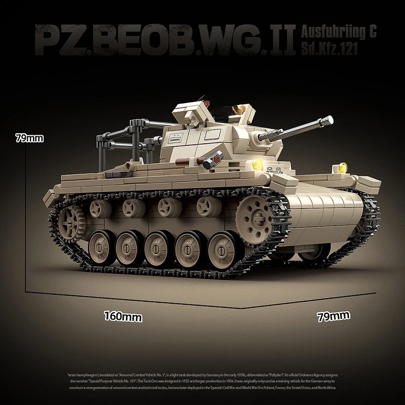 Фото 858 шт. PZ.BEOB.WG.II Строительные блоки Второй мировой войны Классическое военное армейское оружие Модель автомобиля Кирпичи Игрушки для детей Подарок для взрослых №5