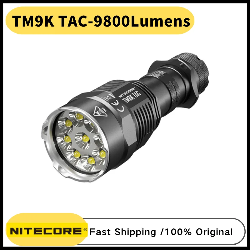 NITECORE TM9K TAC Tactical Flashlight CREE XP-L2 HD LED 9800LM USB-C Rechargeable Built-in Li-ion 5000mA Battery Troch Light