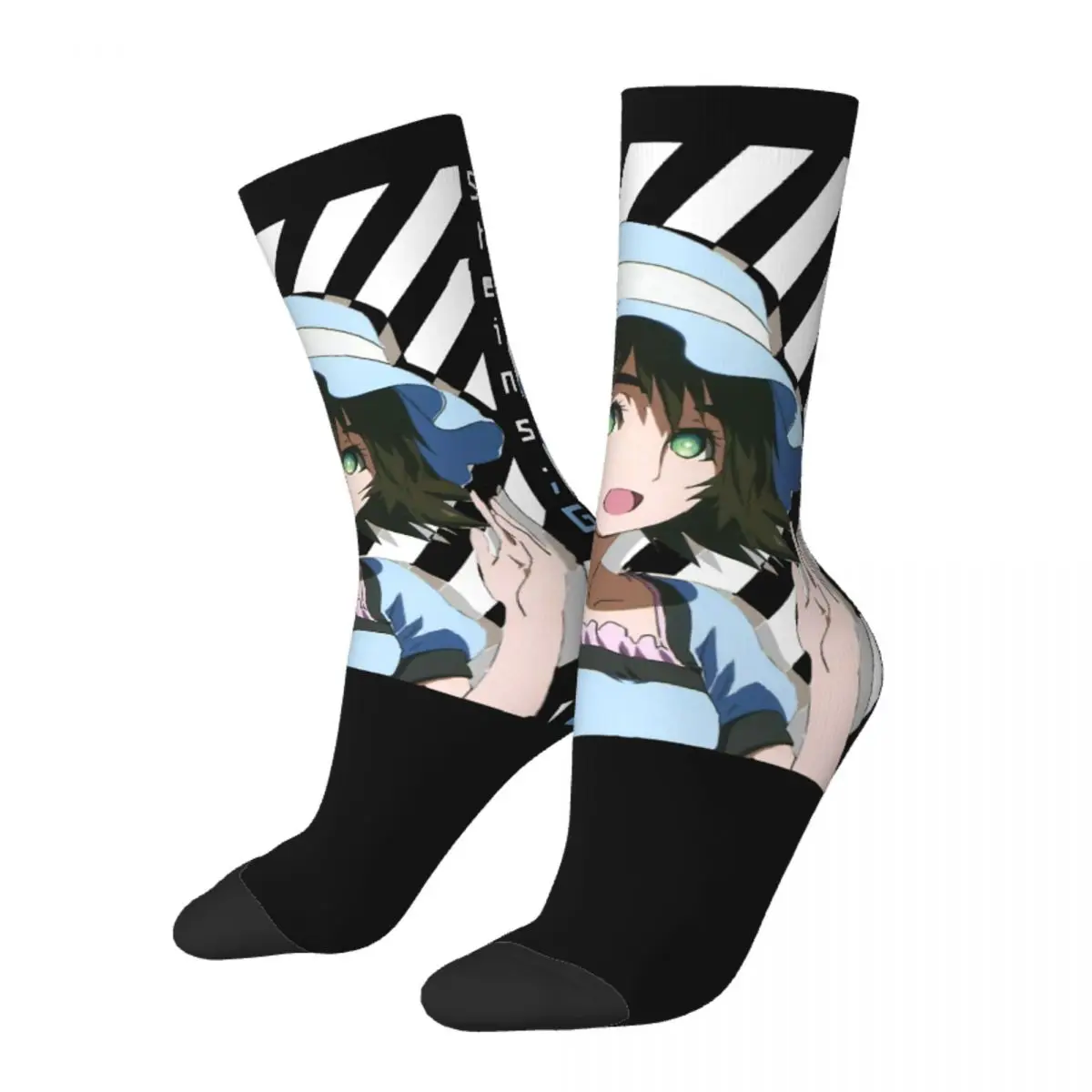

Funny Crazy Sock for Men Mayuri Shiina Hip Hop Harajuku Steins Gate Anime Happy Quality Pattern Printed Boys Crew Sock Gift
