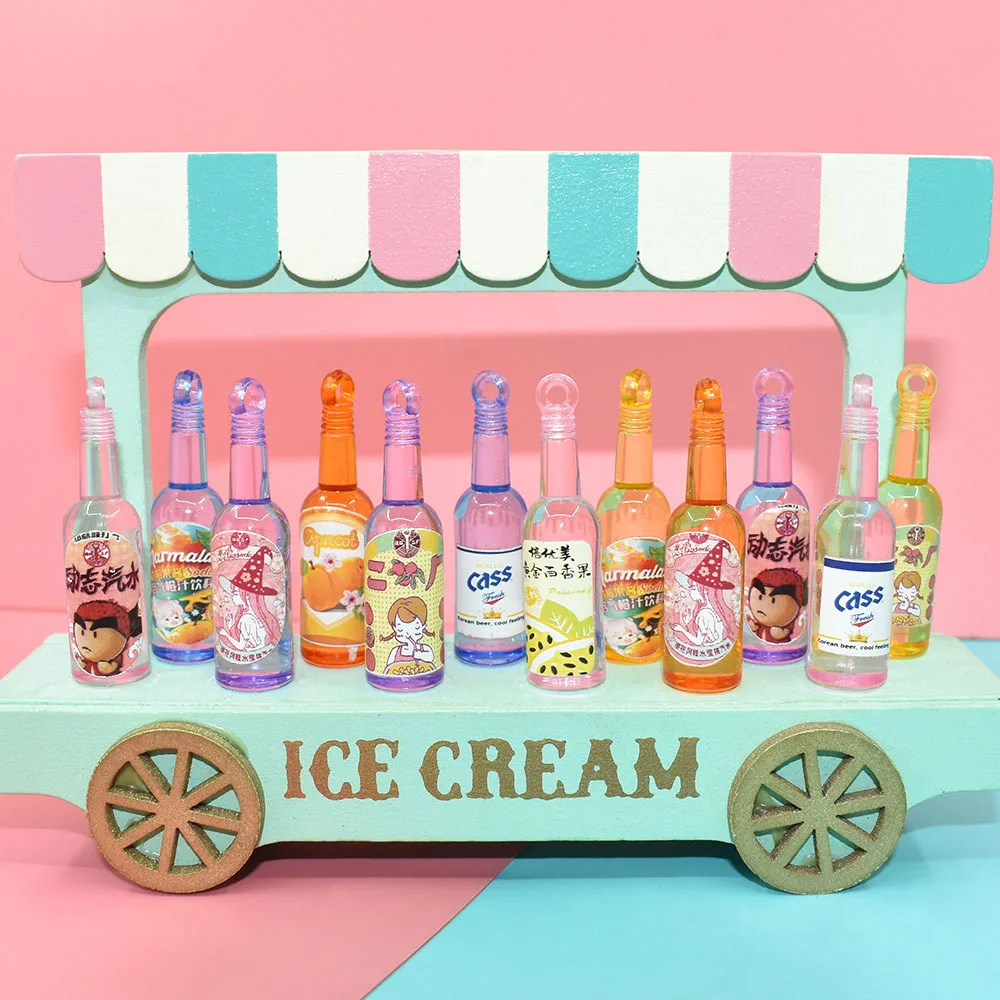 

4cm Resin Mini Juice Wine Bottle Scrapbooking Embellishment Items Supplies Kawaii Cabochon Miniature Accessories Planar Flatback