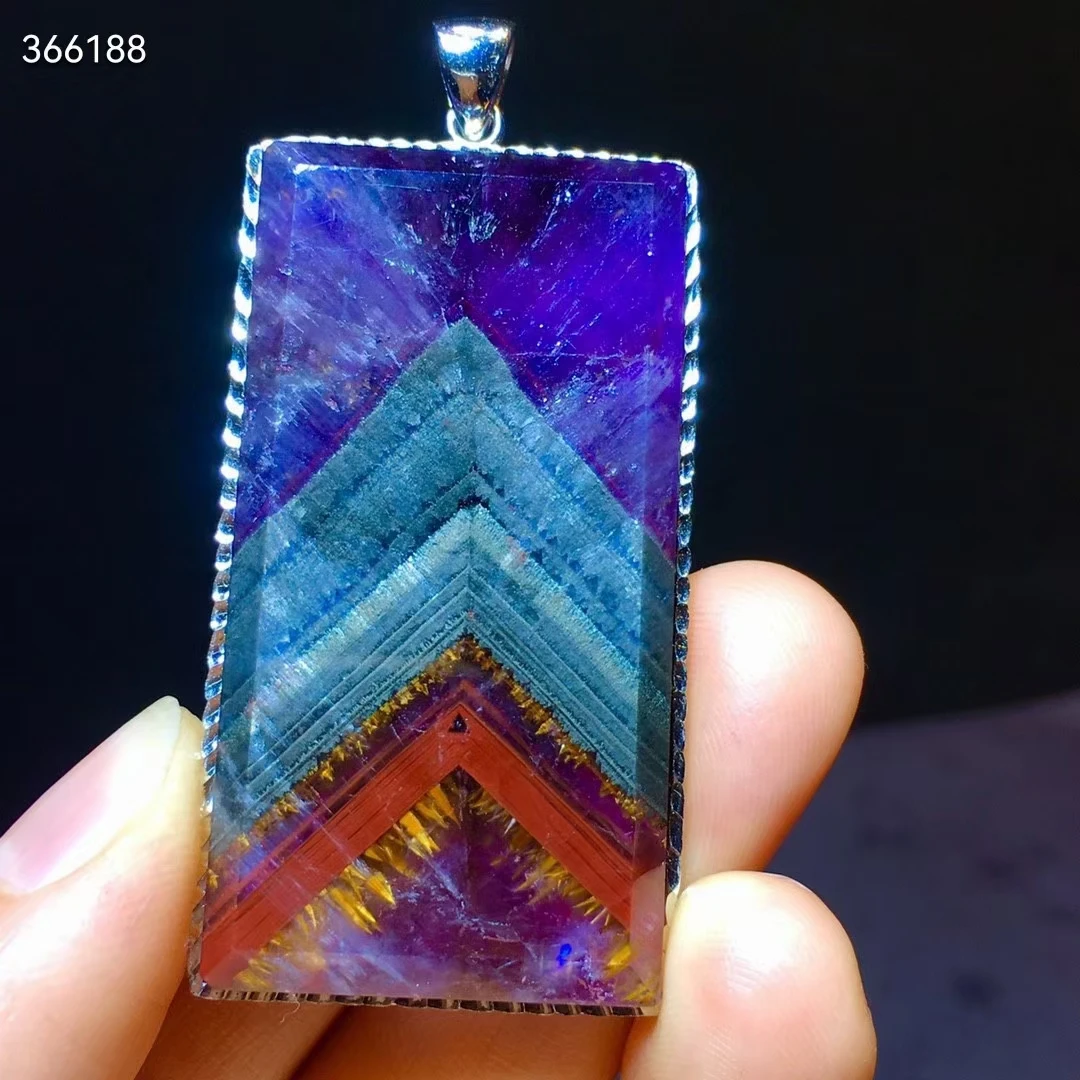 

Natural Purple Cacoxenite Red Auralite 23 Pendant Rutilated 47.1/24.4mm Rectangle Canada Women Men Necklace Jewelry AAAAA
