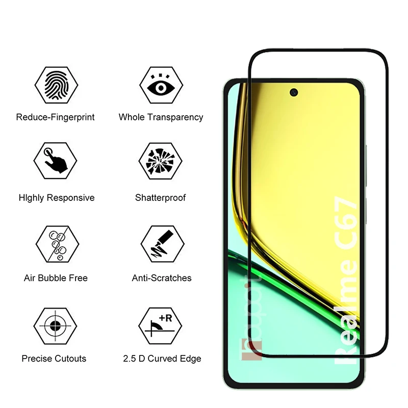 3 шт. закаленное стекло для Realme C67 4G защита экрана Взрывозащищенная пленка