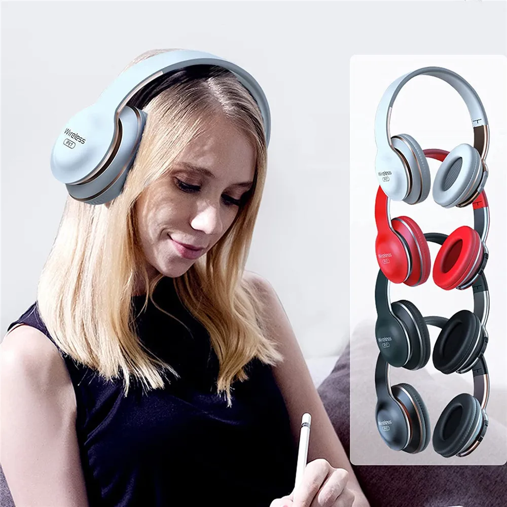 

Bluetooth 5.0 Subwoofer Head-Mounted Foldable Headphones - Built-in Mic Wireless Stereo Noise Cancellation Headset for Workouts