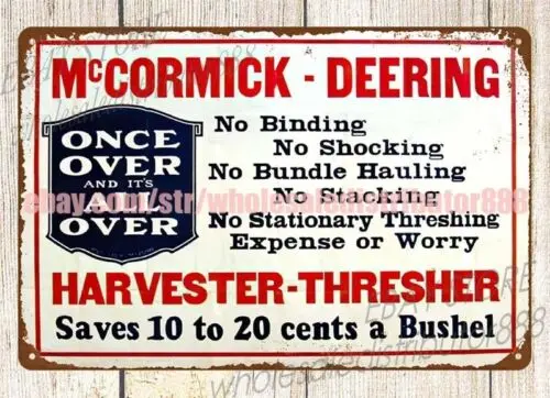 Распродажа репродукций металлических жестяных знаков McCormick-Deering комбайна