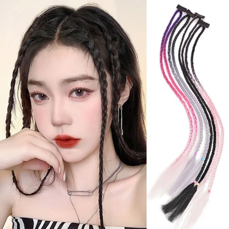 

45/60cm Gradient Dirty Twist Braided Ponytail Rubber Bands Hip Hop Colorful Women Elastic Hair Accessories Headdress Hairpins