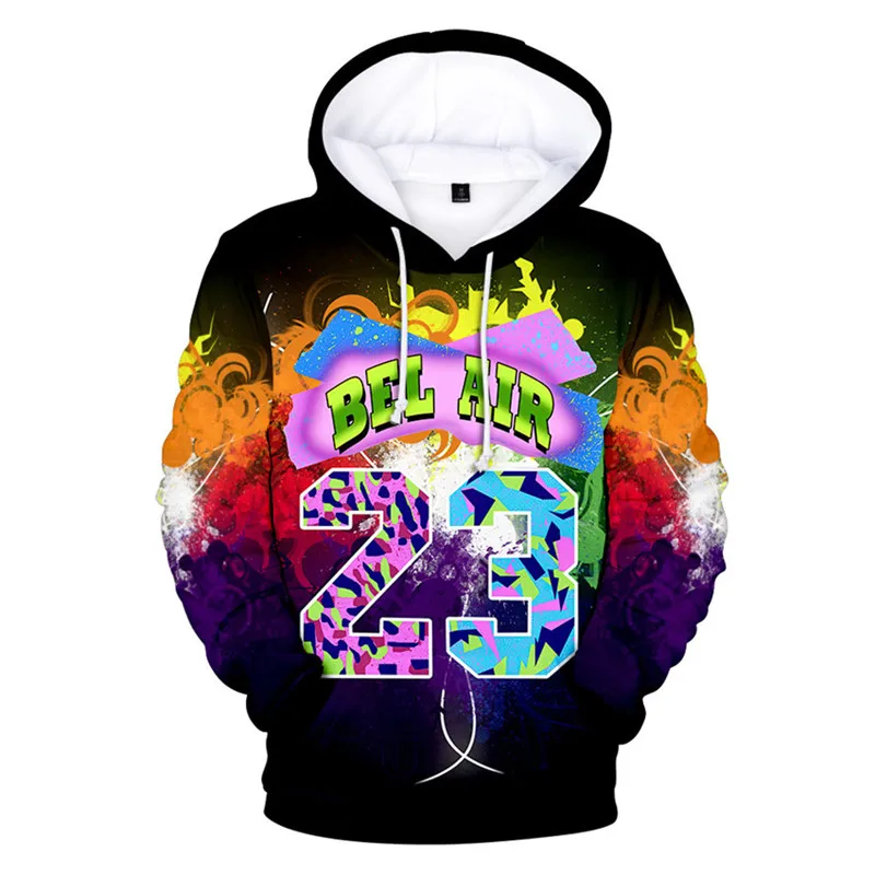Фото Мужские 3D толстовки Homme Streetwear Толстовка в стиле хип-хоп Bel Air 23 - Fresh Prince, униформа на заказ, трикотажные топы №5