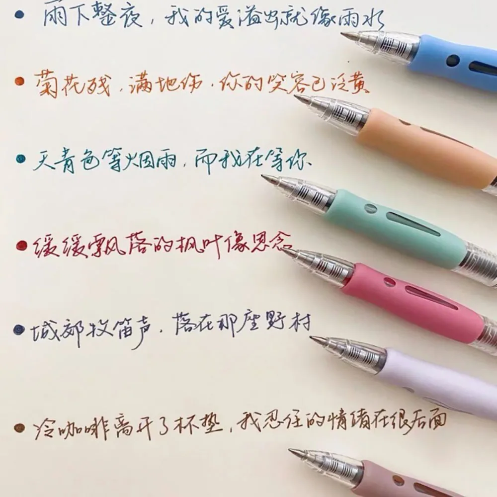 

Macaron 6 Color Press Gel Pens Colored Ink 0.5mm Ballpoint Pen for School Student Office Signing Writing Stationery Gifts Supply