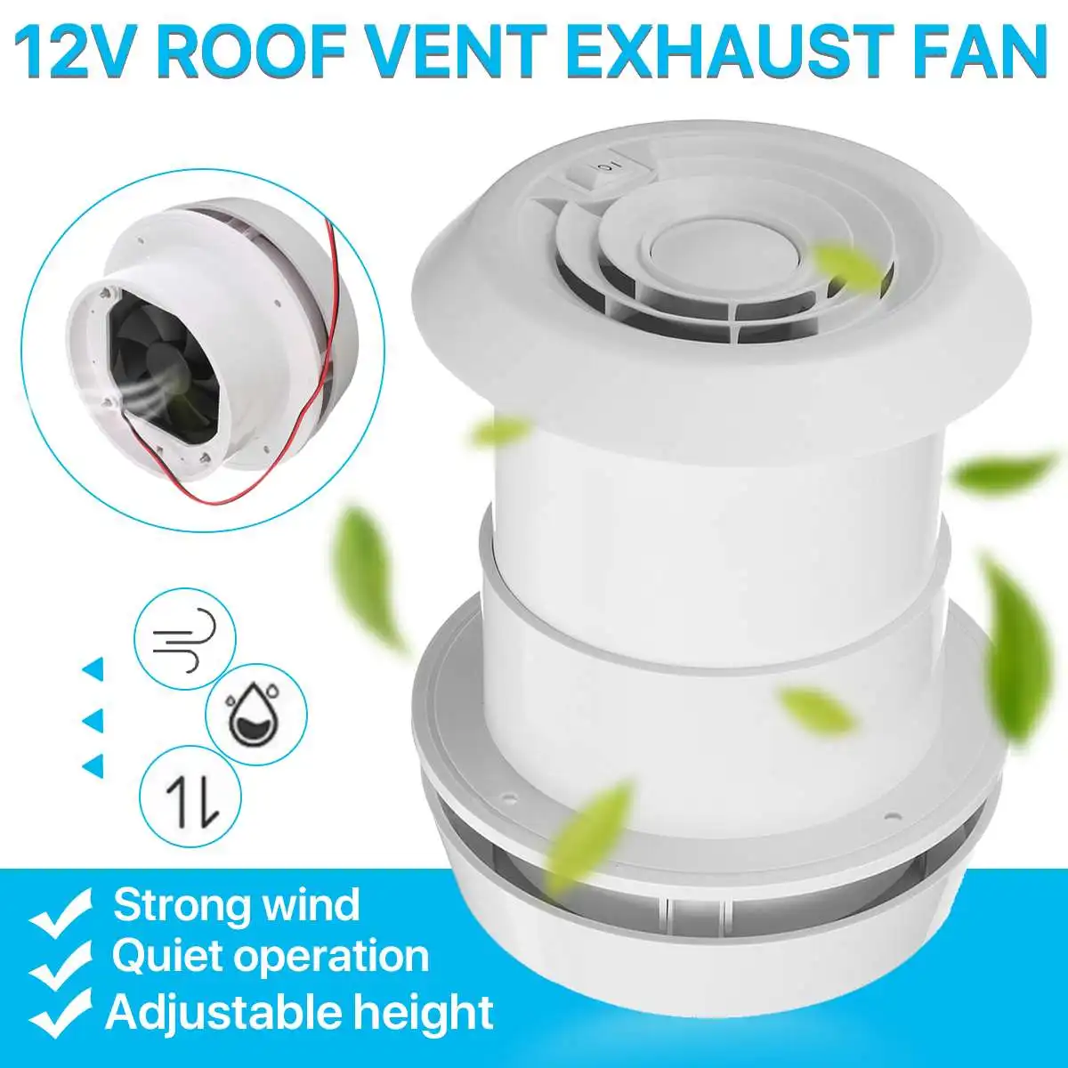 

60CFM Exhaust Fan 12V Cooling Effective Mute Roof Trailer Caravan RV Motorhome ABS Easy Install Ventilation Ceiling Mount