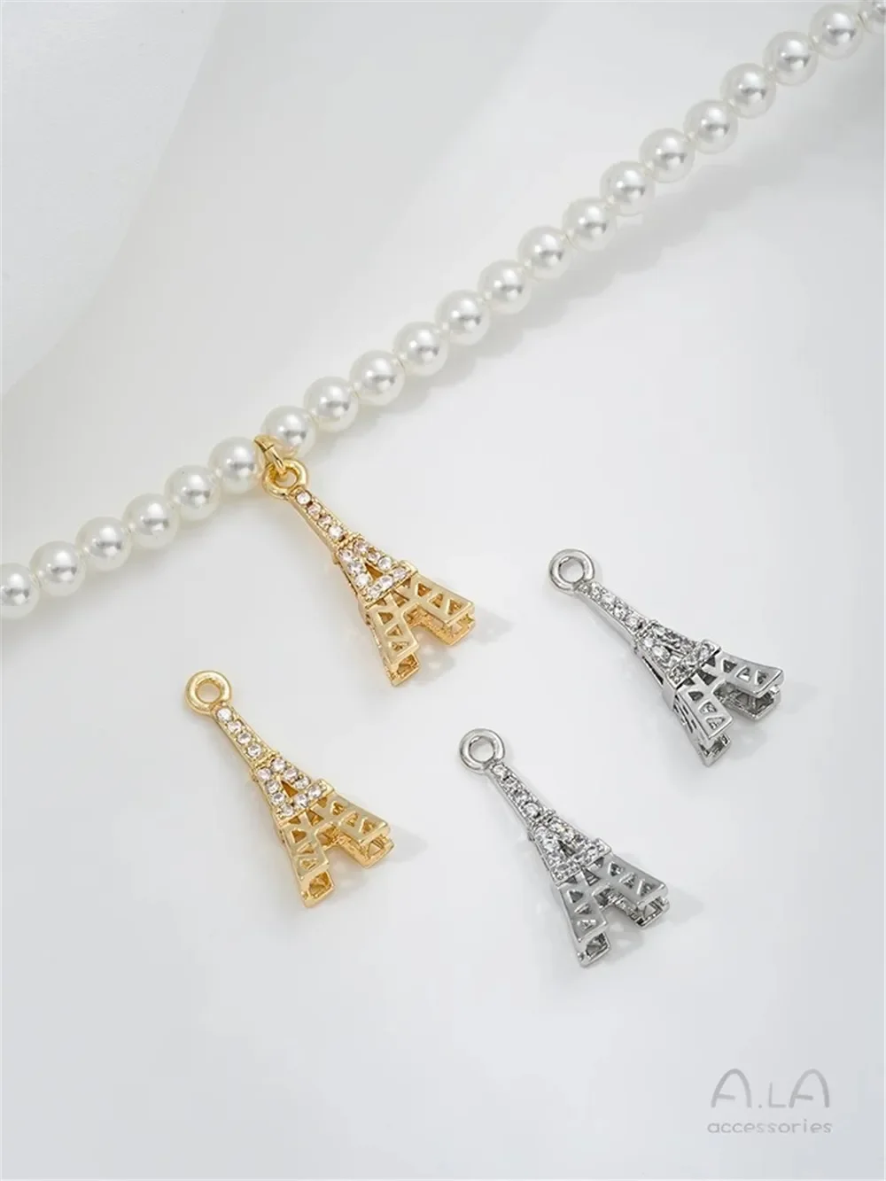 14-каратное позолоченное микроинкрустированное цирконом кулон с французской