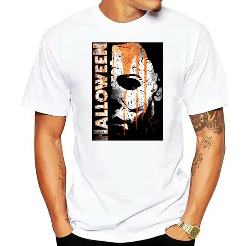 

Official Halloween Michael Myers Mask And Drips T-Shirt Scary Movie Horror Cool Slim Fit Letter Printed shirts