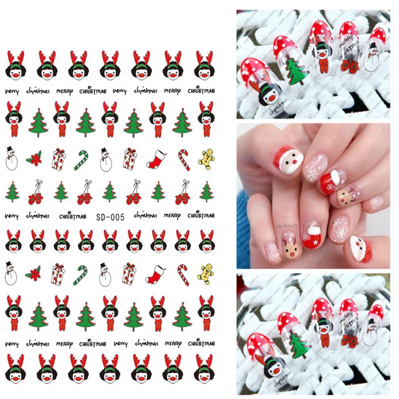 

3D nail art sticker Christmas style snow man tree hat gift Santa Claus self adhesive DIY manicure accessories slider decal WG030
