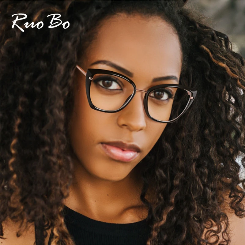 RUOBO TR90 кошачий глаз дизайн анти-синий свет очки для женщин компьютер синие