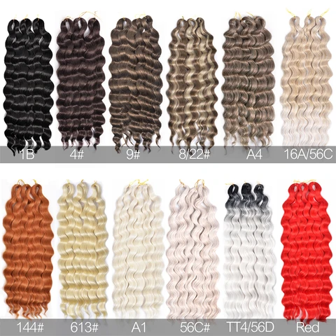 Вьющиеся волосы, плетение крючком, синтетические волны воды, наращивание волос, глубокая волна, вязанные крючком косы, высокотемпературное волокно, искусственные волосы