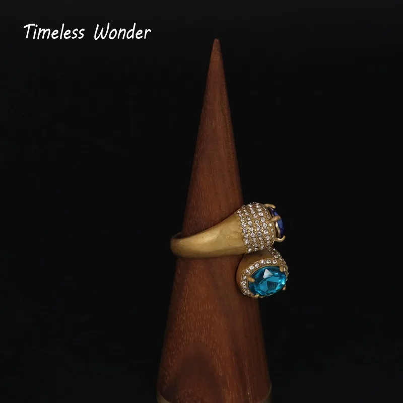 Женские коктейльные кольца с геометрическим цирконом в стиле K-POP