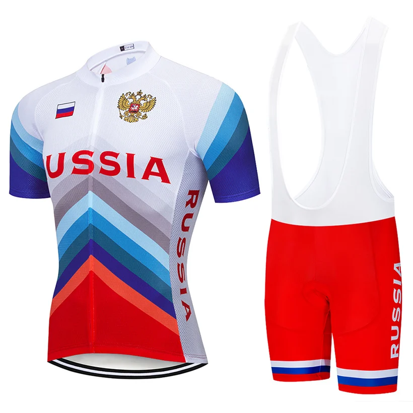 

LYCXTO Team RUSSIA Summer Cycling Jersey Set MTB Uniform Red Bicycle Clothing Quick Dry Bike Wear Ropa ciclismo gel pad