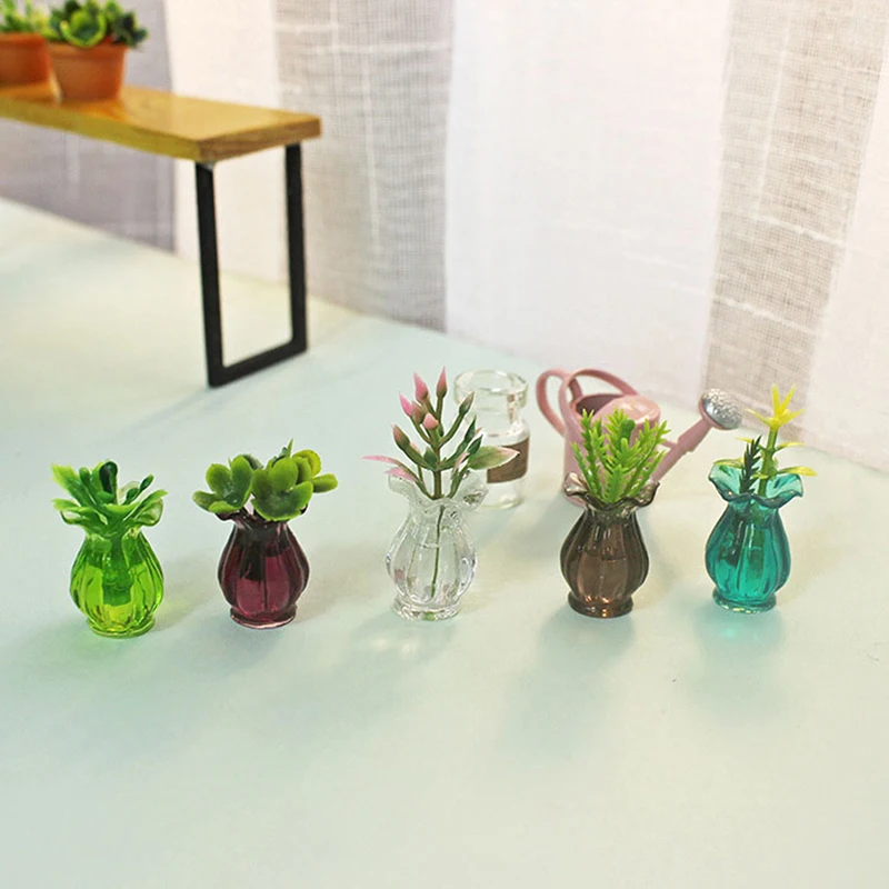 

5 шт. миниатюрный кукольный домик 1:12 горшок «сделай сам» кухня керамическая декоративная ваза + цветок