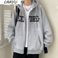 caayu zipper hoodies sweatshirts mans autumn winter long sleeve japanese streetwear gothic vintage harajuku hip hop sweatshirts
