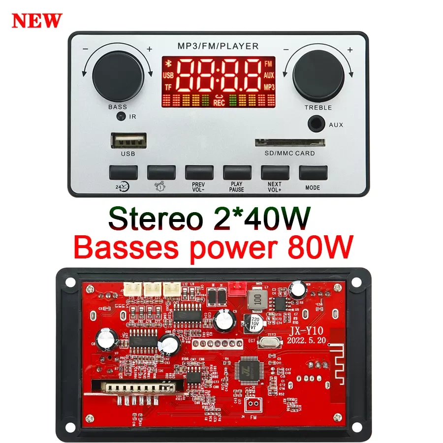 

Module 12V 160W Amplifier Bass MP3 Player Decoder Board Bluetooth5.0 Car FM Radio Module Support FM TF USB AUX with Alarm Clock