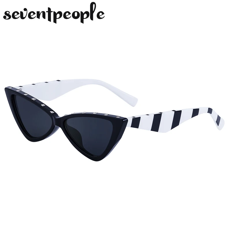 

Rivet Cat Eye Sunglasses Women 2023 Luxury Brand Designer Sexy Cateye Sun Glasses for Female New Fashion Small Frame Sunglass