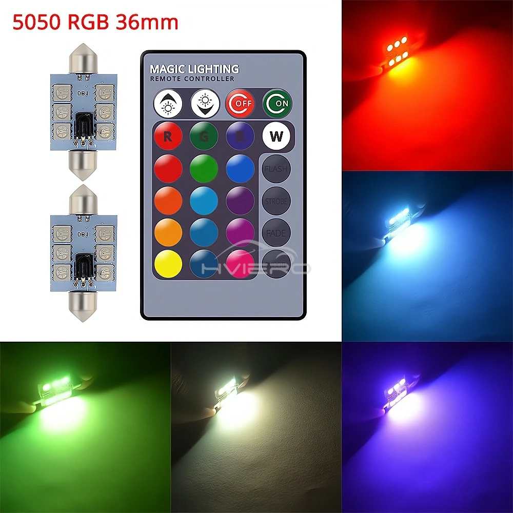 

2 шт. RGB 5050 6SMD купольная лампа для чтения на крыше C5w автомобильная атмосфера с дистанционным управлением светодиодная лампа для двери приветствия автомобиля лампы багажника
