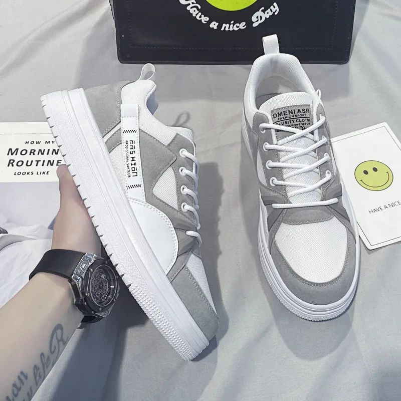 Кроссовки мужские сетчатые повседневная спортивная обувь дышащие тонкие белые