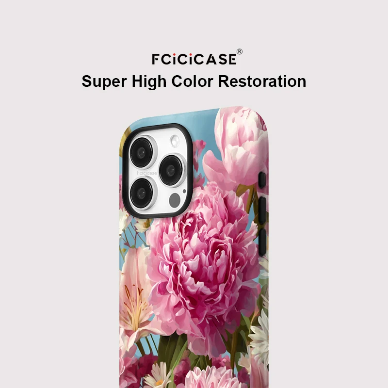 Фото Матовый чехол Fcicicase для телефона Magsafe для iPhone 17 Air 16 15 14 Pro Max 12 11 13 акрил 2 в 1, магнитный матовый цветок Funda №4