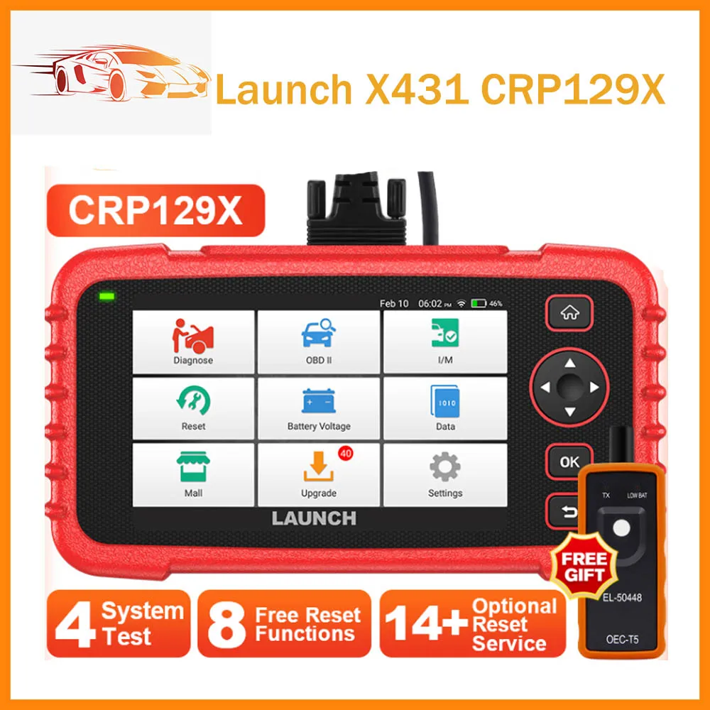 Считыватель кодов Launch X431 CRP129X OBD2, диагностические инструменты для двигателя ABS SRS AT Oil SAS EPB TPMS Reset Creader129X OBDII launch