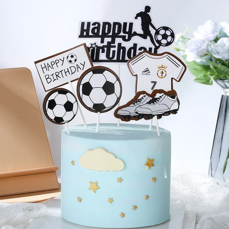 

Basketball Sports Theme Happy Birthday Cake Topper Soccer Boys Kids Favors Sneakers Cake Toppers Party Decoration Supplies
