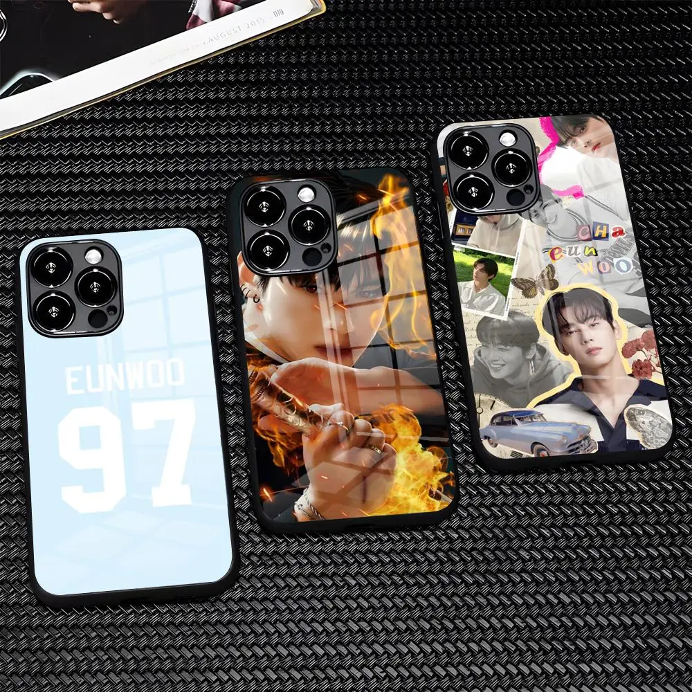 Фото Чехол для телефона Singer C-Cha EunWooS для iPhone 17 Pro Max 16 15 14 Pro Max 13 11 X Xs Xr 8 7Plus, стеклянная накладка №1