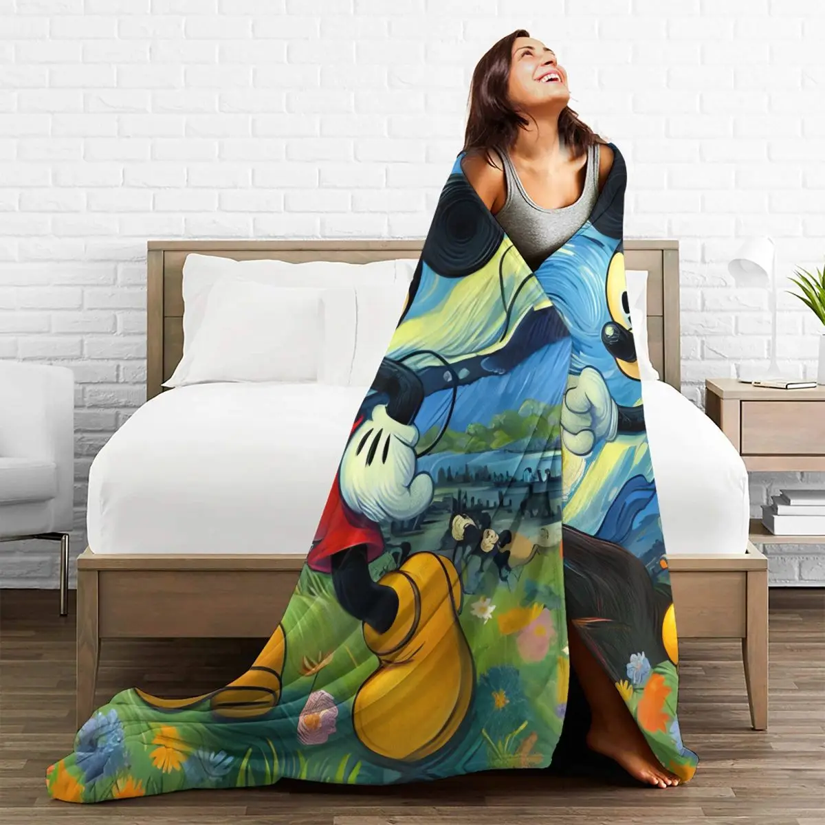 Одеяло с Микки в звездной ночи качественное супер теплое постельное белье одеяло