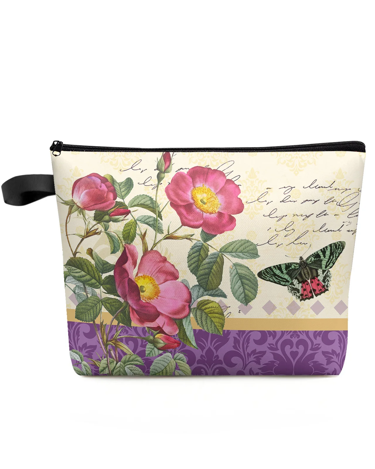 

Antique Plant Flower Butterfly Makeup Bag Pouch Travel Essentials Lady Women Cosmetic Bags Toilet Organizer Storage Pencil Case