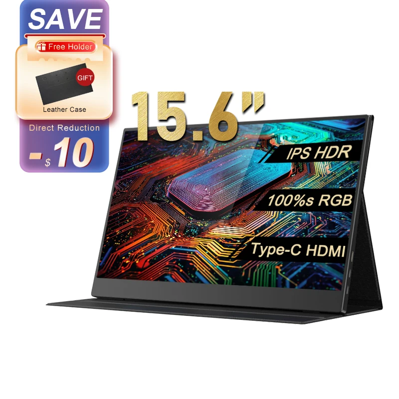 Игровой портативный монитор IPS 15,6 дюйма, 100% s RGB, второй экран для геймеров, TYPE C, для PS4 5 Switch, ноутбука, мини-ПК, смартфона, компьютера