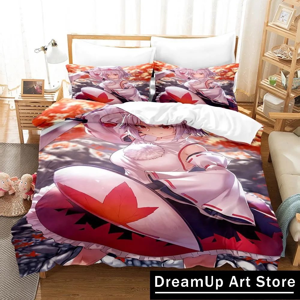 Фото Комплект постельного белья Kawaii Inubashiri Momiji Touhou, одинарный, полный, Queen King Size, комплект постельного белья для взрослых и детей, пододеяльник для спальни, аниме №3