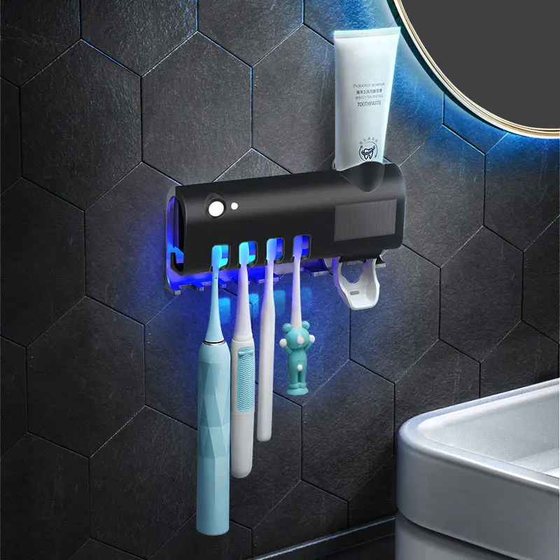 

Black Electric Toothbrush Holder Ultraviolet Sterlizer Modern Toothbrush Case Smart Drying Salle De Bain Bathroom Items JD50YS