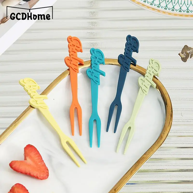 

10 шт., вилка для торта с буквами на английском языке