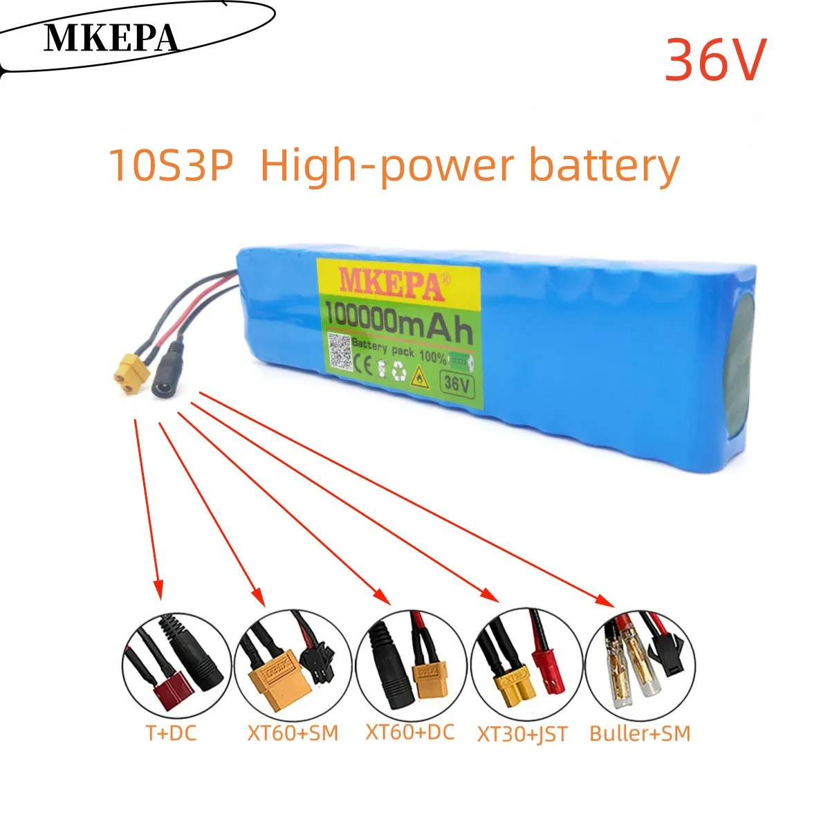 

10S3P 36 в 1000 Ач 18650 Вт перезаряжаемый литиевый аккумулятор, подходит для электрических велосипедов и моторизованных скутеров с BMS.