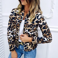 women casual leopard print cardigan zipper short outwear 2021 fashion long sleeve jackets top ladies coat female spring jacket