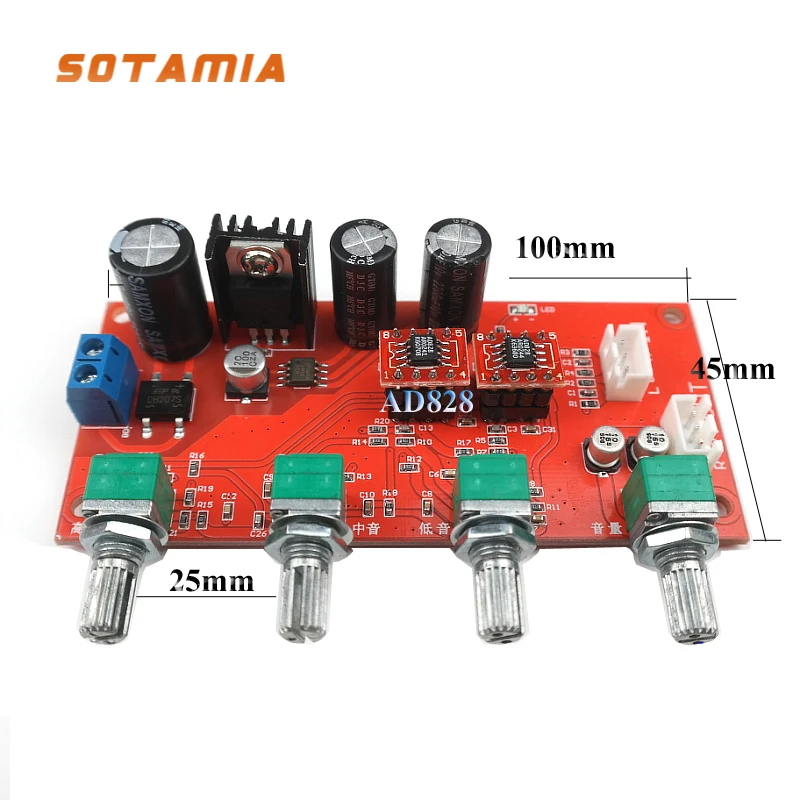 

SOTAMIA Treble Middle Bass Volume Tone Control AD828 Preamp Amplifier Board Hifi Stereo Preamplifier Super NE5532 DIY Smart Home