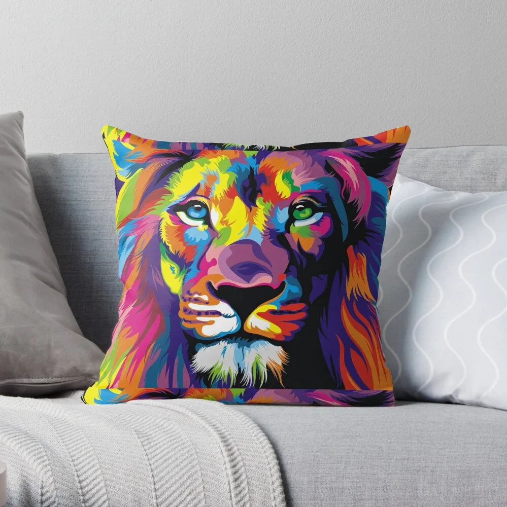 

Banksy Rainbow Lion Graffiti Pop Art Painting Polyester Decor Pillow Case Home Cushion Cover 45*45cm