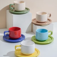 light luxury ins fun hit color coffee cup simple home afternoon tea ceramic cup korean office coffee cup saucer couple cup