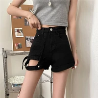 shorts women denim high waist oversize button korean style trendy streetwear summer ladies leisure design newly