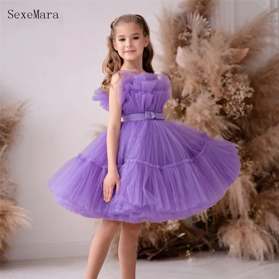 

Зеленое пушистое Пышное Платье с оборками и кристаллами для маленьких девочек, платье принцессы на первый день рождения, платье с цветочным рисунком для девочек