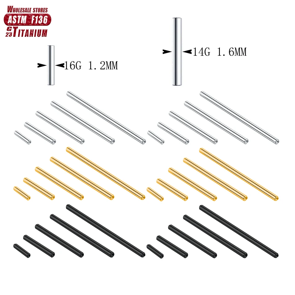 Оптовая продажа ASTM F136 Имплантат класса Титан 14G 16G с внутренней резьбой Прямой