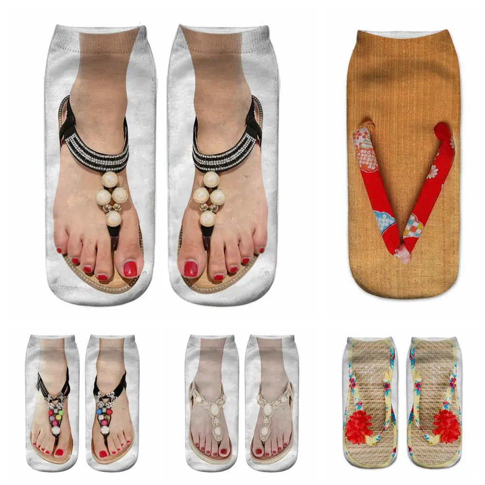 

Мягкие удобные оригинальные носки унисекс, низкие носки до лодыжки с 3D-принтом, дизайнерские носки-шлепанцы