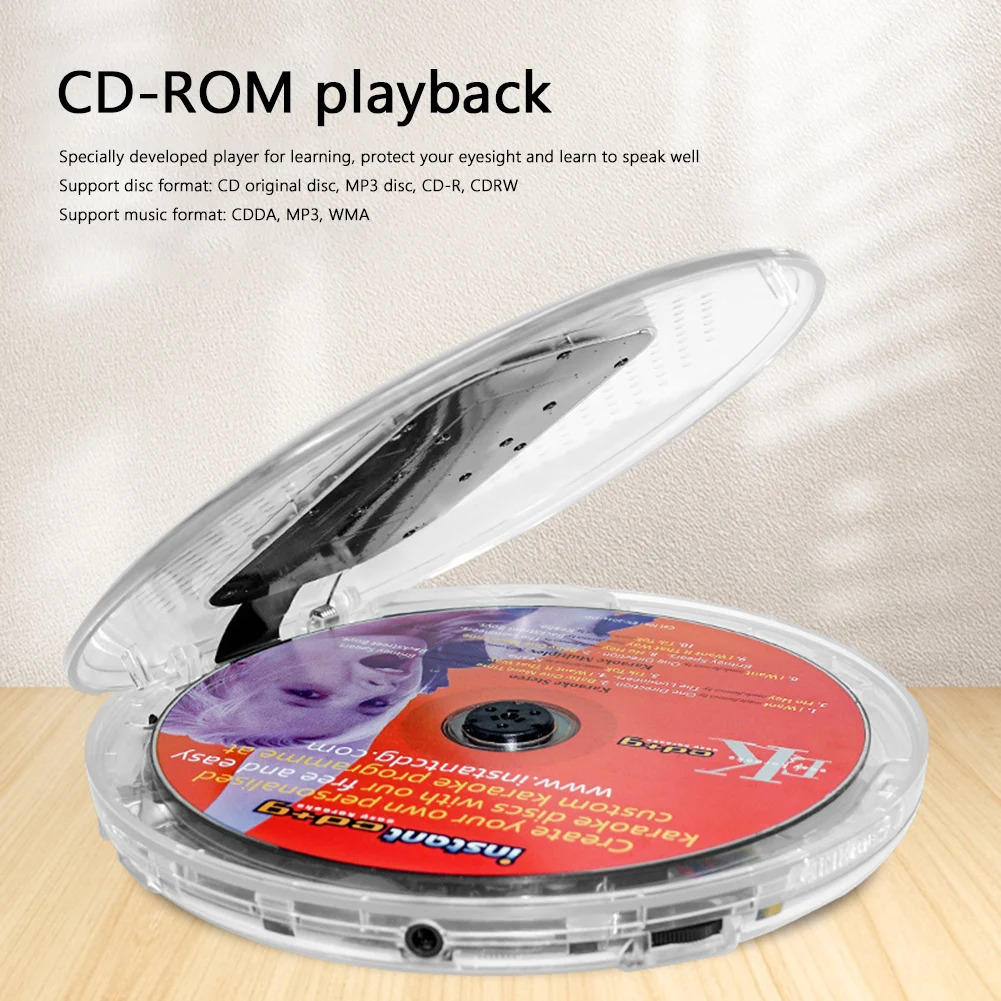 YR-90 Portable CD Player Small Music Player Support TF Card Digital Display Touch Button CD Walkman with 3.5mm Wired Headphones