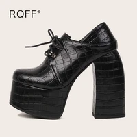 plus size 46 48 shoes for women 2022 spring new fashion microfiber leather square toe platform super high heels black pumps rqff