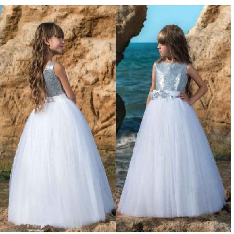 

Платье для девочек с цветочным рисунком, кружевное бальное платье принцессы с драгоценным вырезом для первого причастия, с оборками, детский наряд для выпускного вечера, ужина на выпускной